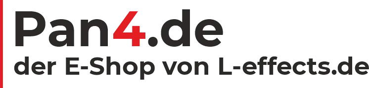 Logo mit Text „Pan4.de“ in schwarzer Schrift auf weißem Hintergrund mit rotem Akzent und Unterzeile „der E-Shop von L-effect… - |Pan4.de Plugins Abo Frei