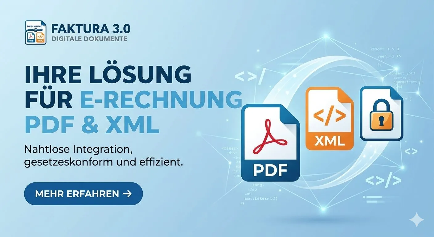 E-Rechnung-Lösung mit PDF und XML für digitale Dokumente, nahtlose Integration, gesetzeskonform und effizient - |Pan4.de Plugins Abo Frei